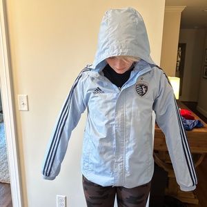 Men's Adidas MLS Sporting KC Kansas City Soccer Windbreaker SIZE S/P